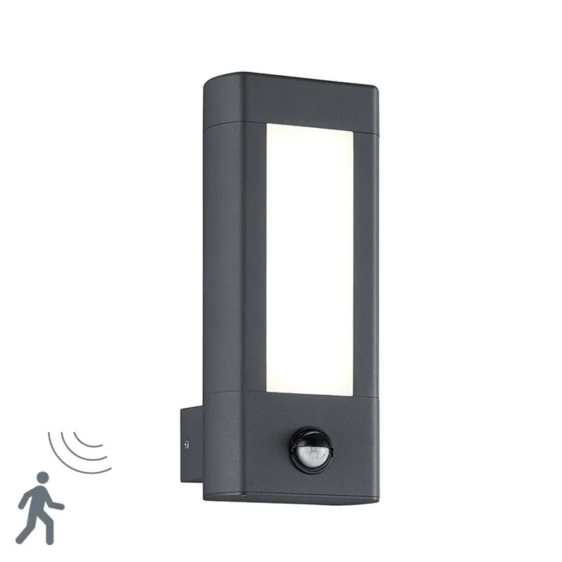 Applique murale rectangulaire moderne antracite LED incl. avec détecteur de mouvement - Rhine