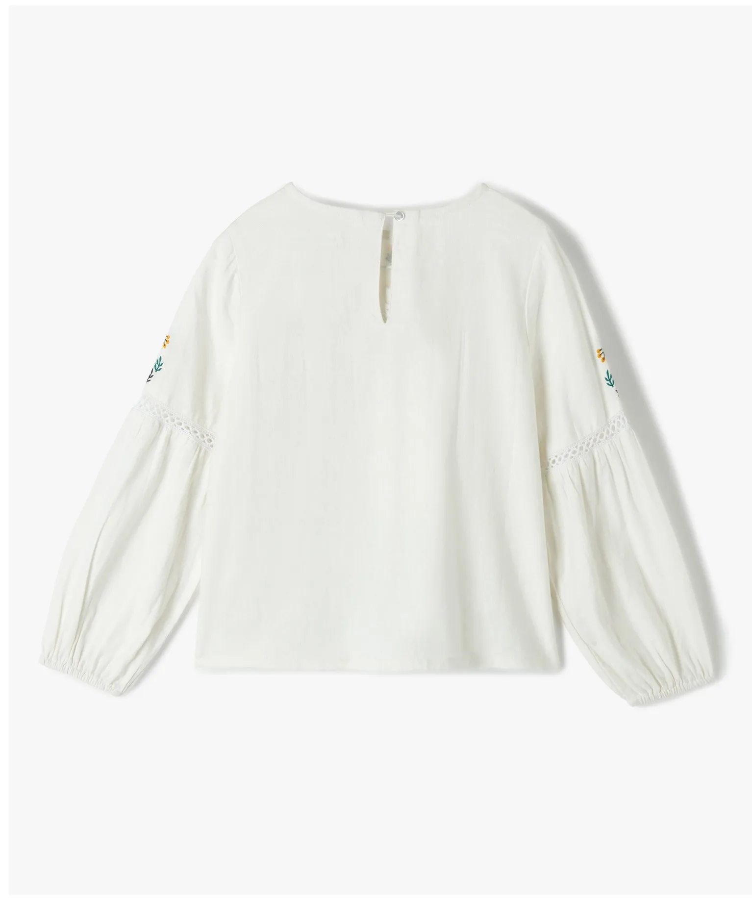 blouse fille a manches longues avec haut brode beige chemises et blouses