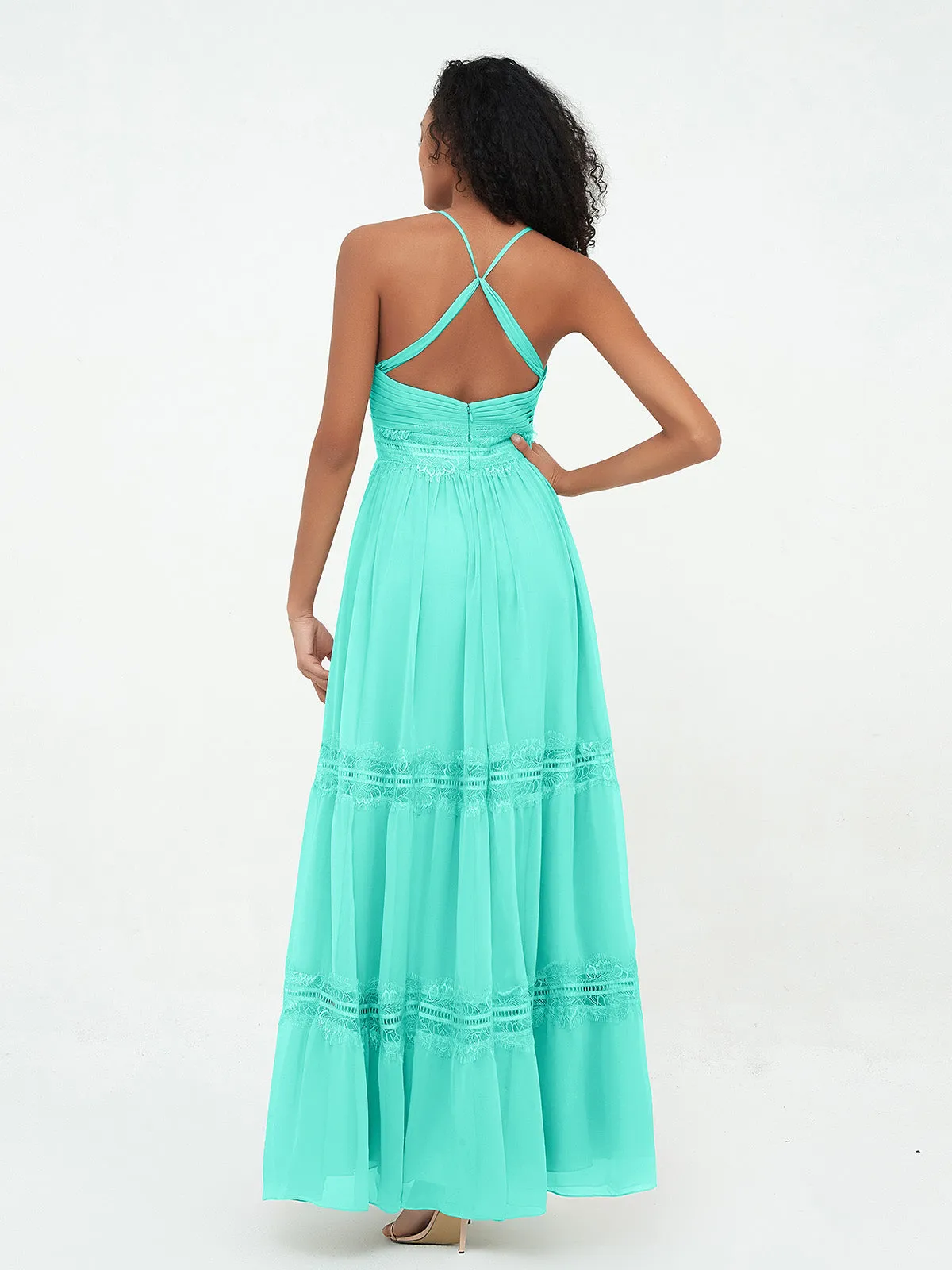 Boho Robes Jupe à Plusieurs Niveaux en Dentelle et Mousseline Spa