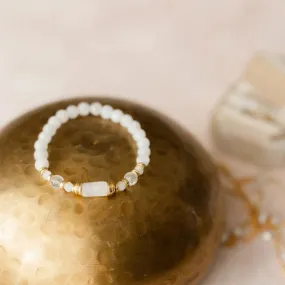 Bracelet Mala pierre de lune et quartz clair