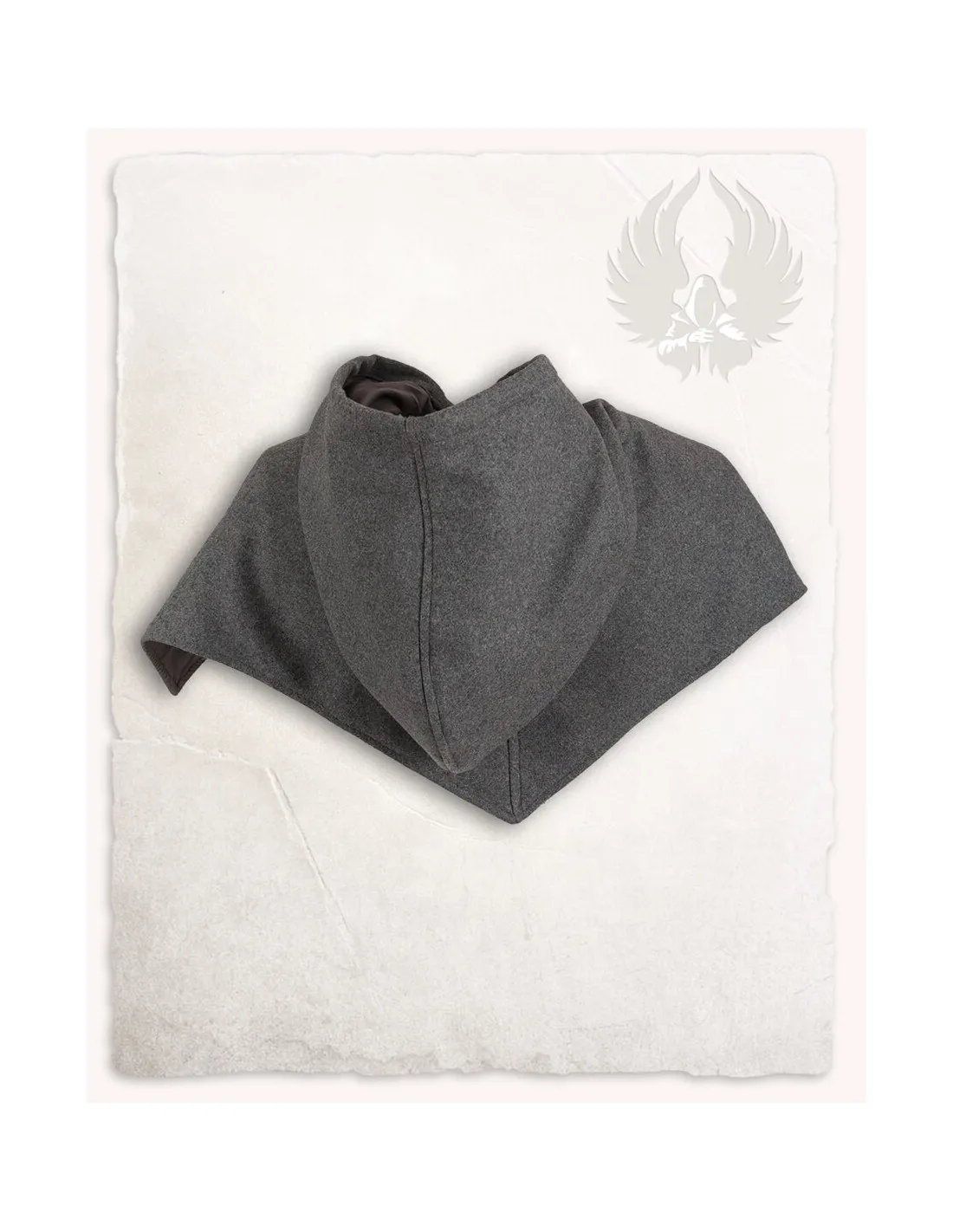 Capuche Folke Médiévale en Laine - Gris ⚔️ Boutique Épées