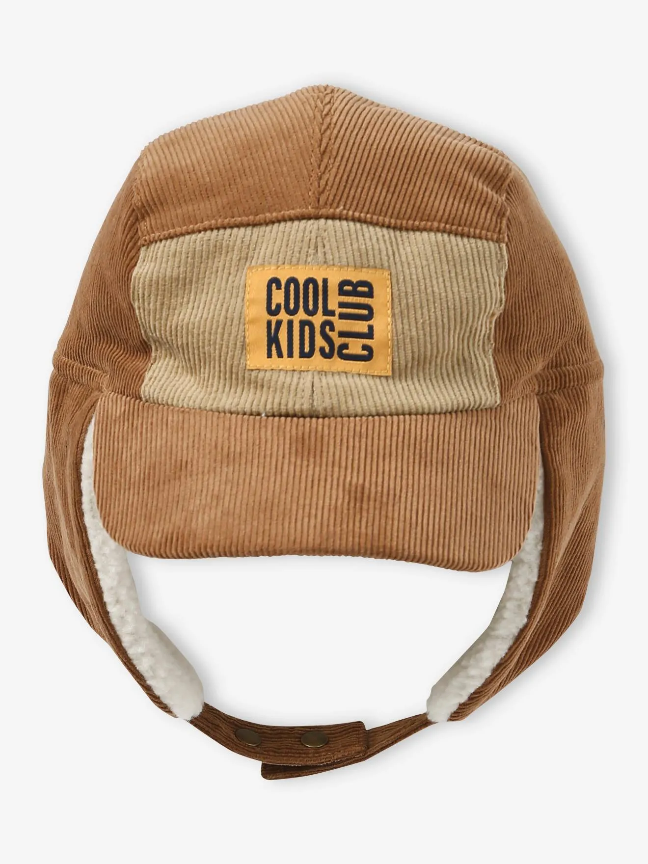 Chapka en velours doublée sherpa garçon beige - Vertbaudet