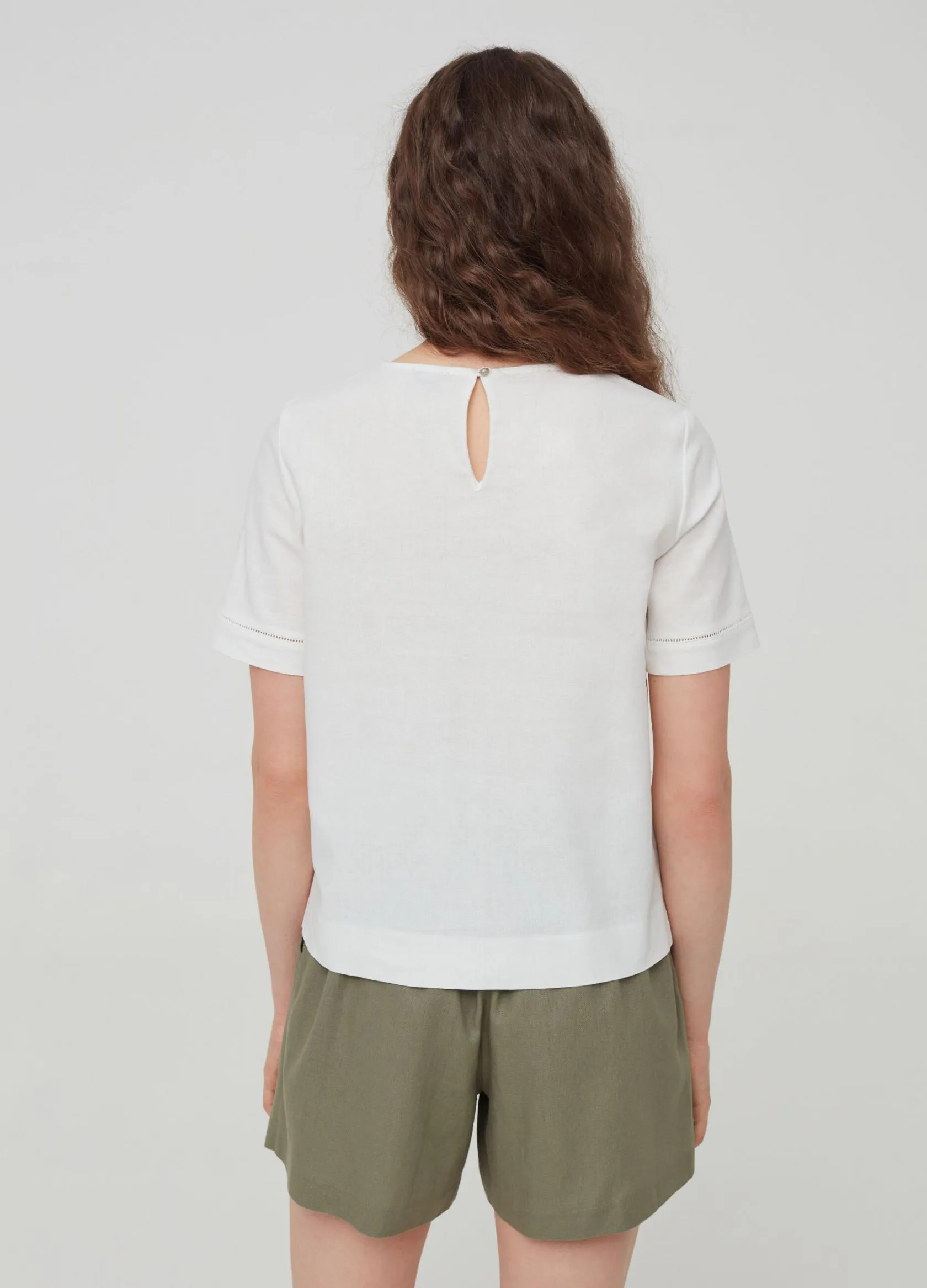 Chemises Et Blouses Femme | Solid colour blouse in linen and viscose Blanc optique | OVS