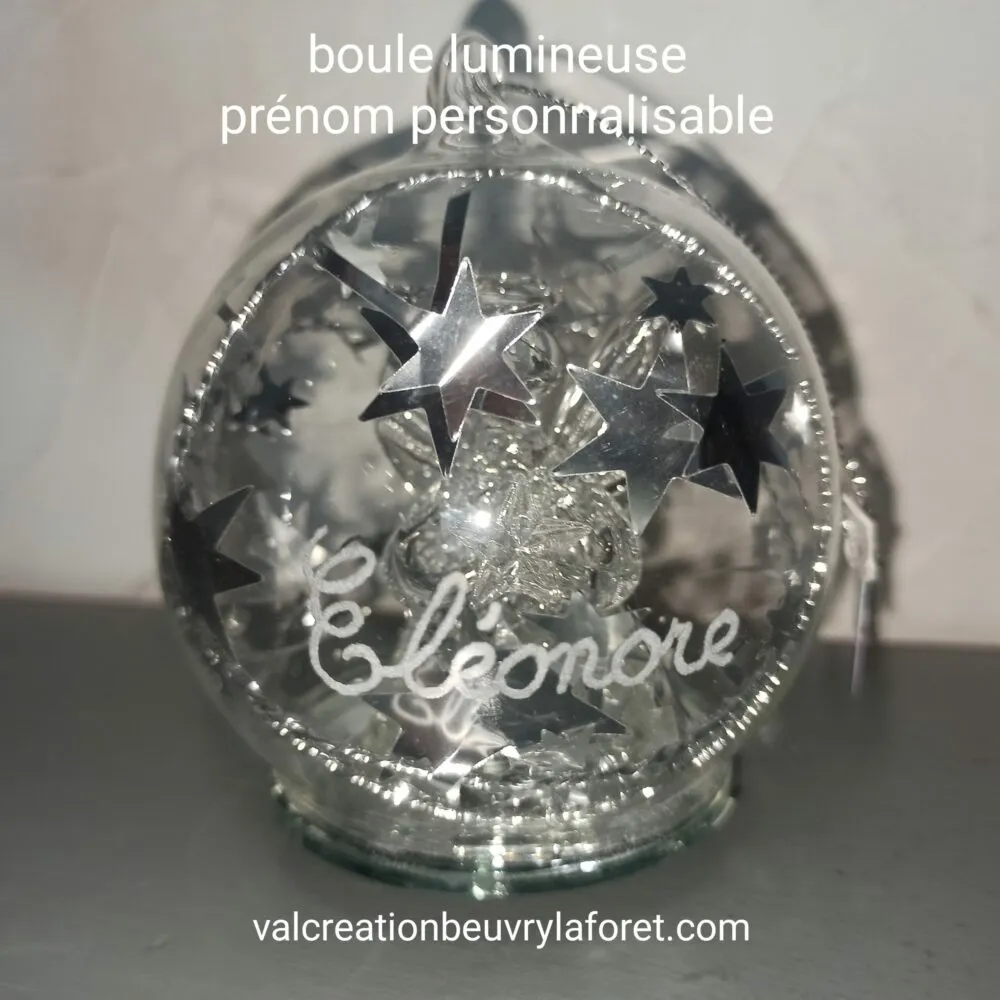 coffret boule lumineuse prénom gravure personnalisée