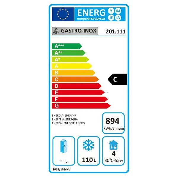 Congélateur Gastro-Inox 200 litres en acier inoxydable réfrigéré statique capacité nette 140 litres 201.111 acheter à bas prix 