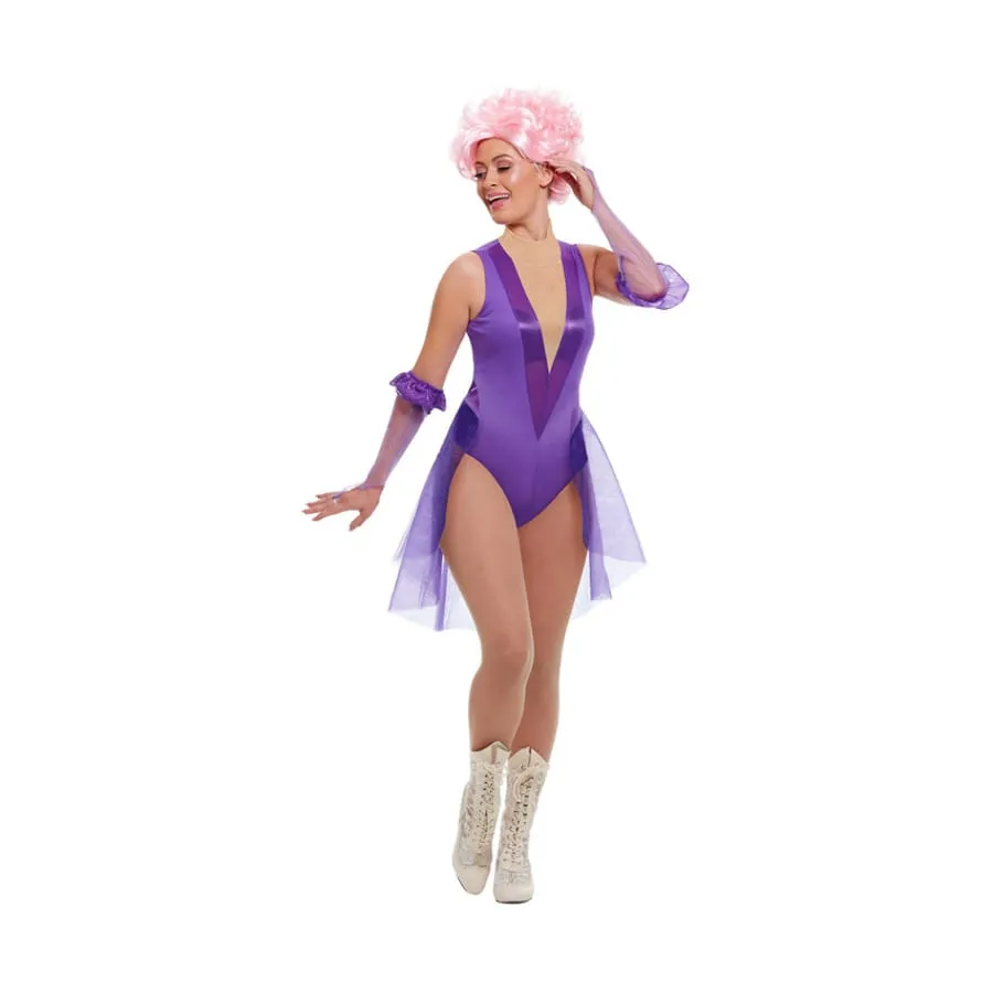 Déguisement violet de trapéziste pour femme