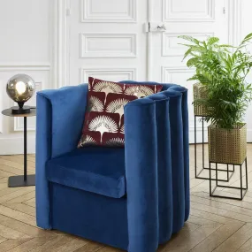 Fauteuil vintage en velours bleu nuit | 3 Suisses