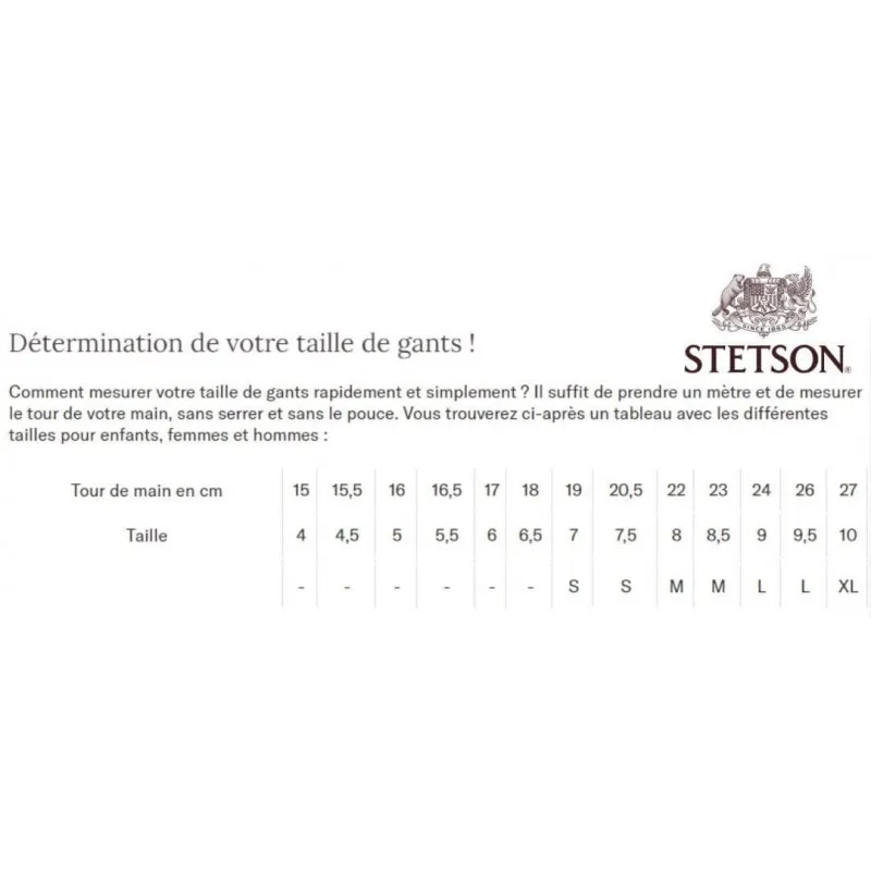 GANTS EN CUIR STETSON LAMBSWOOL