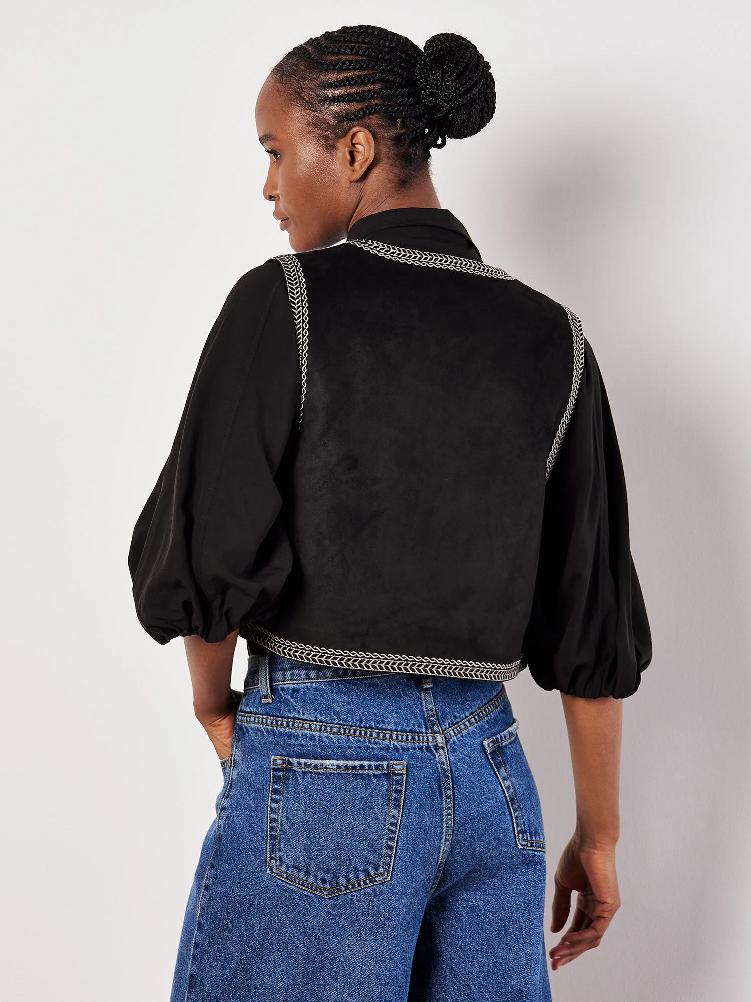 Gilet En Suédine Brodée Vêtements Apricot