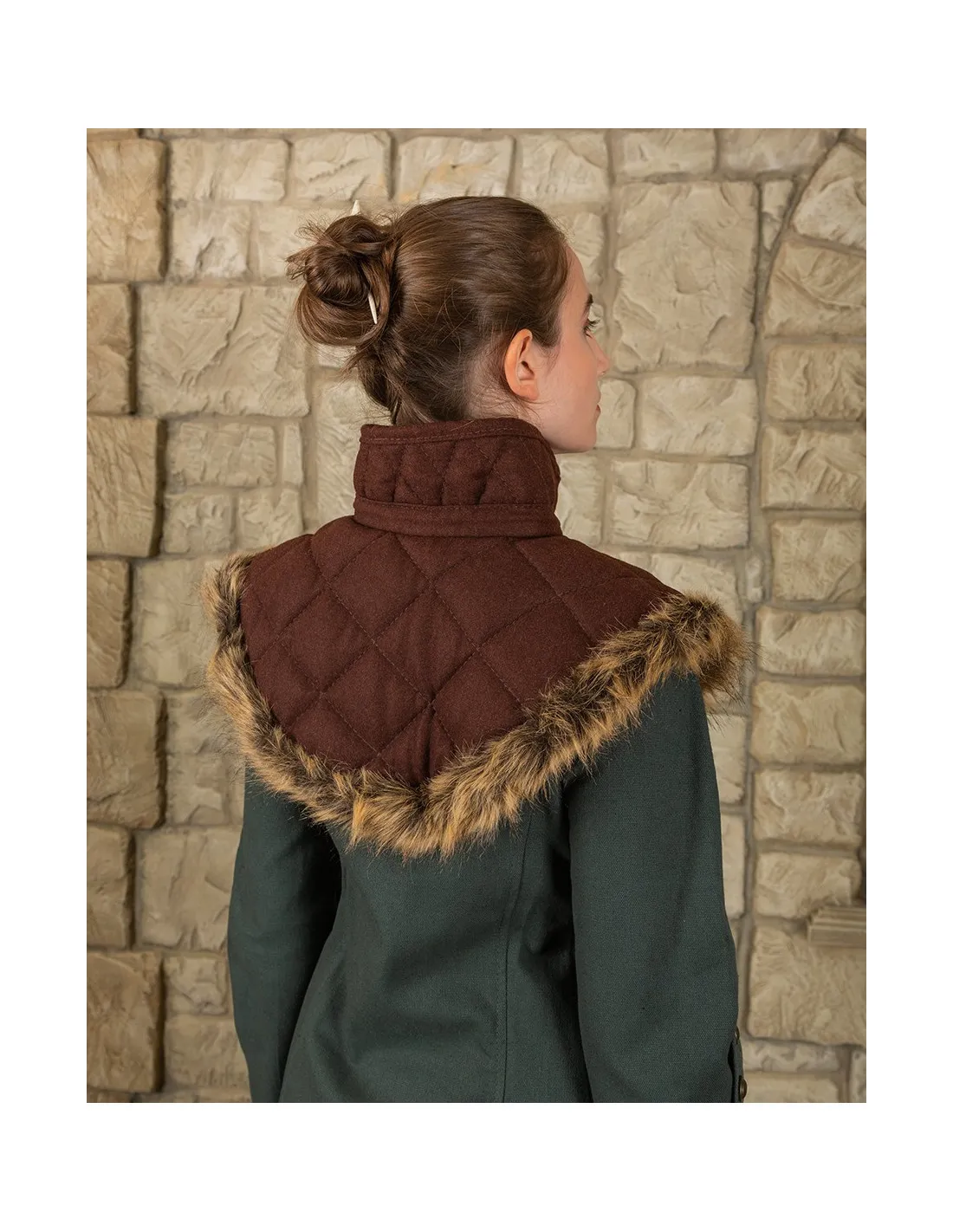 Gorgerin Nimue en laine, marron ⚔️ Boutique Épées