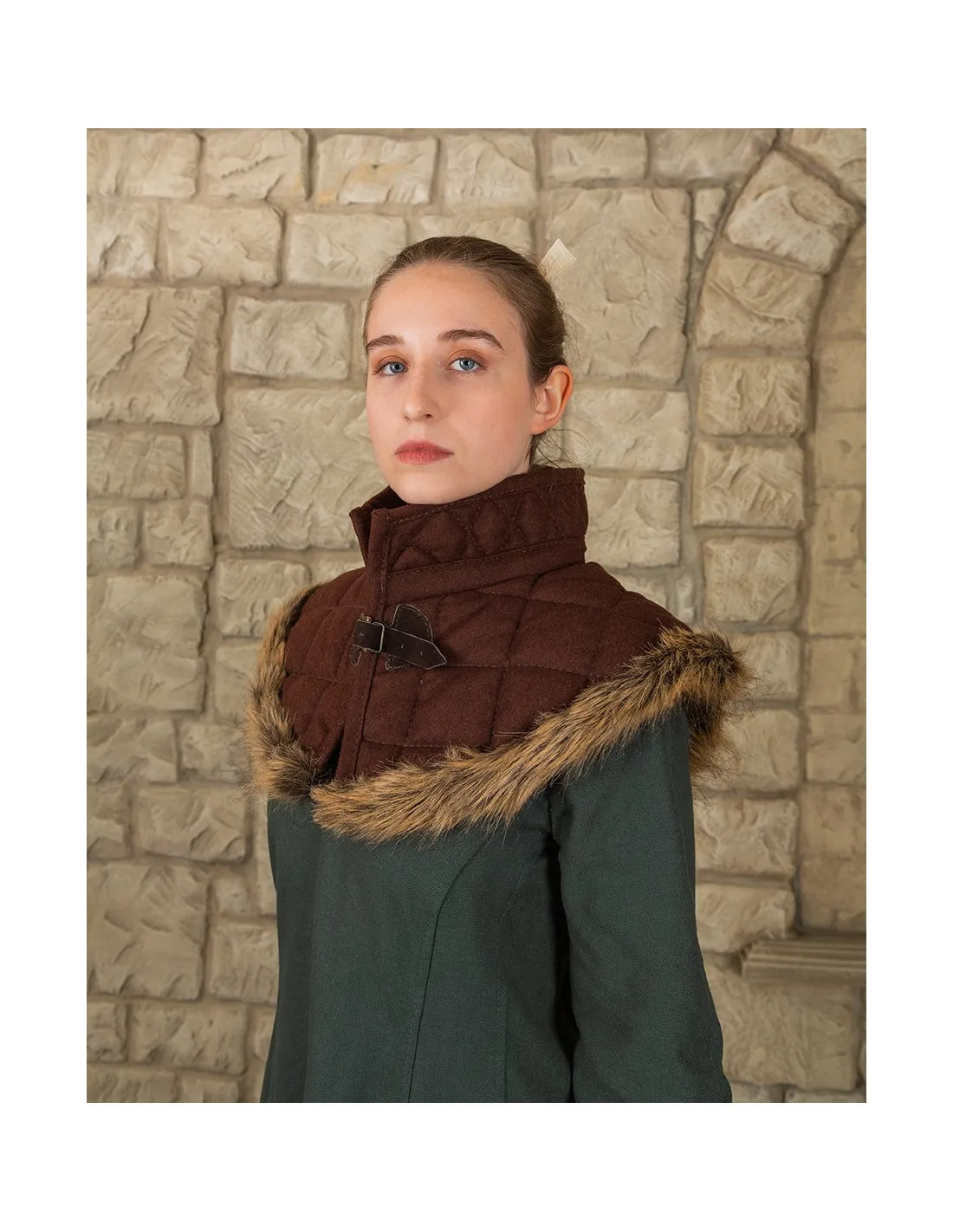 Gorgerin Nimue en laine, marron ⚔️ Boutique Épées