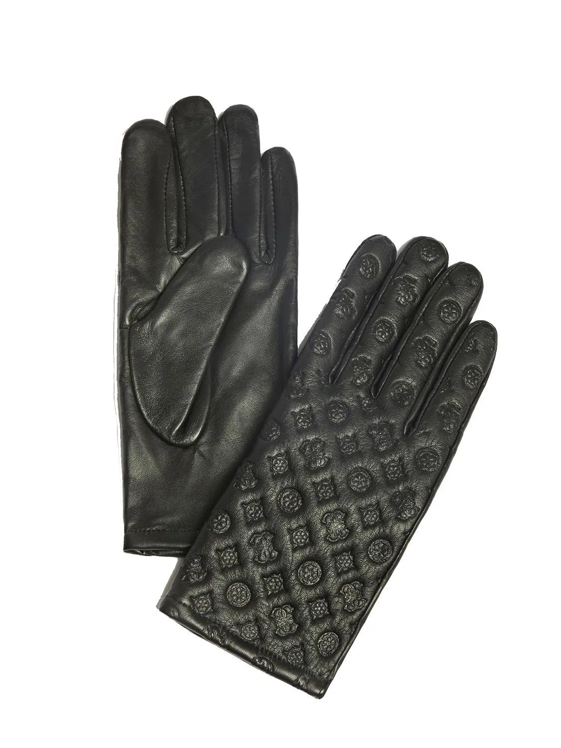 Guess Logo Embossed Gants En Cuir Avec Broderie Noir - Achetez À Prix Outlet!