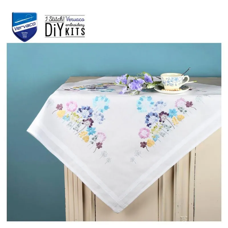it de Broderie Nappe de Table  - Allium Bleu y Violet  - Vervaco