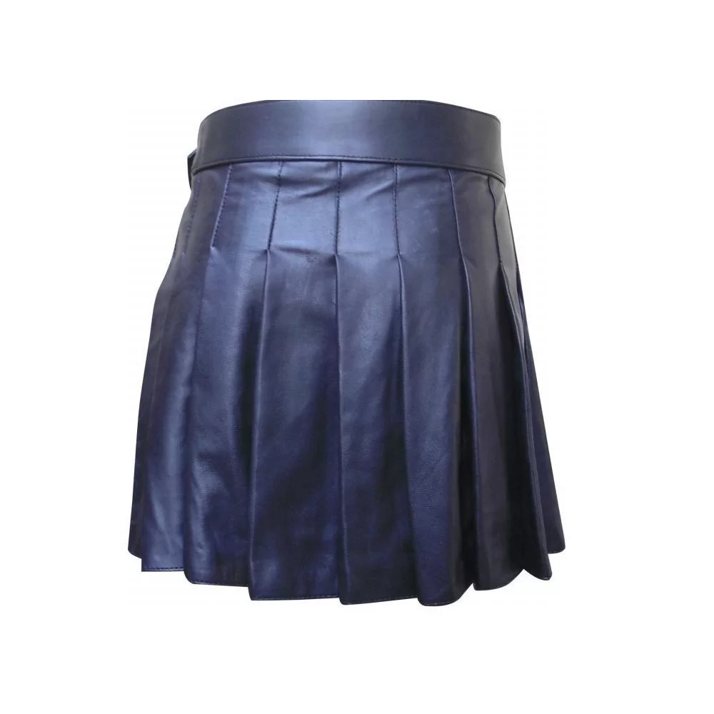 Kilt en cuir modèle Miro en agneau noir