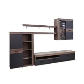 Living En Bloc TOKIO 300x201x41cm - Noyer/ Noir