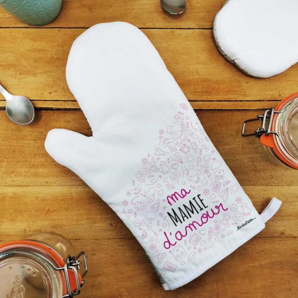 Manique de cuisine droite "Ma mamie d'amour" - Cadeau pour grand-mère