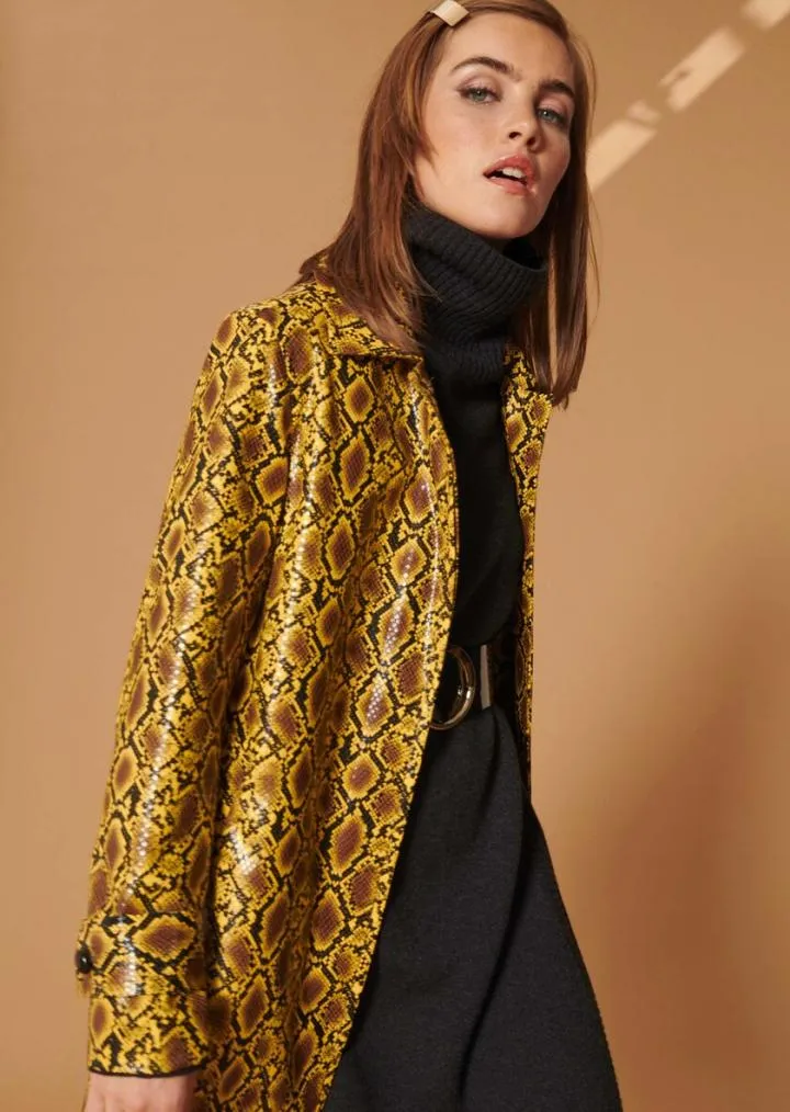 Manteaux & Vestes TARA JARMON Femme | Manteau Maina jaune motif python