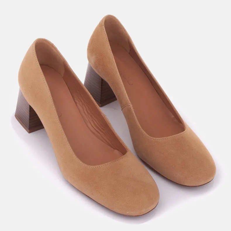 Marco Shoes Escarpins en daim beige