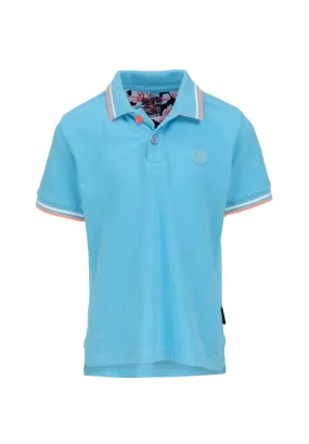 Polo garon bleu avec logo dans le dos