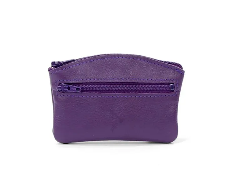 Porte-monnaie fermeture zippée en cuir violet - 204 