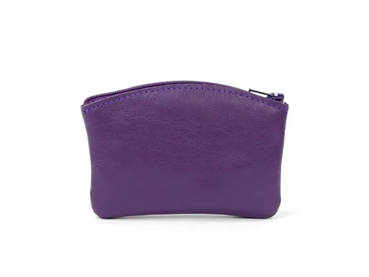 Porte-monnaie fermeture zippée en cuir violet - 204 