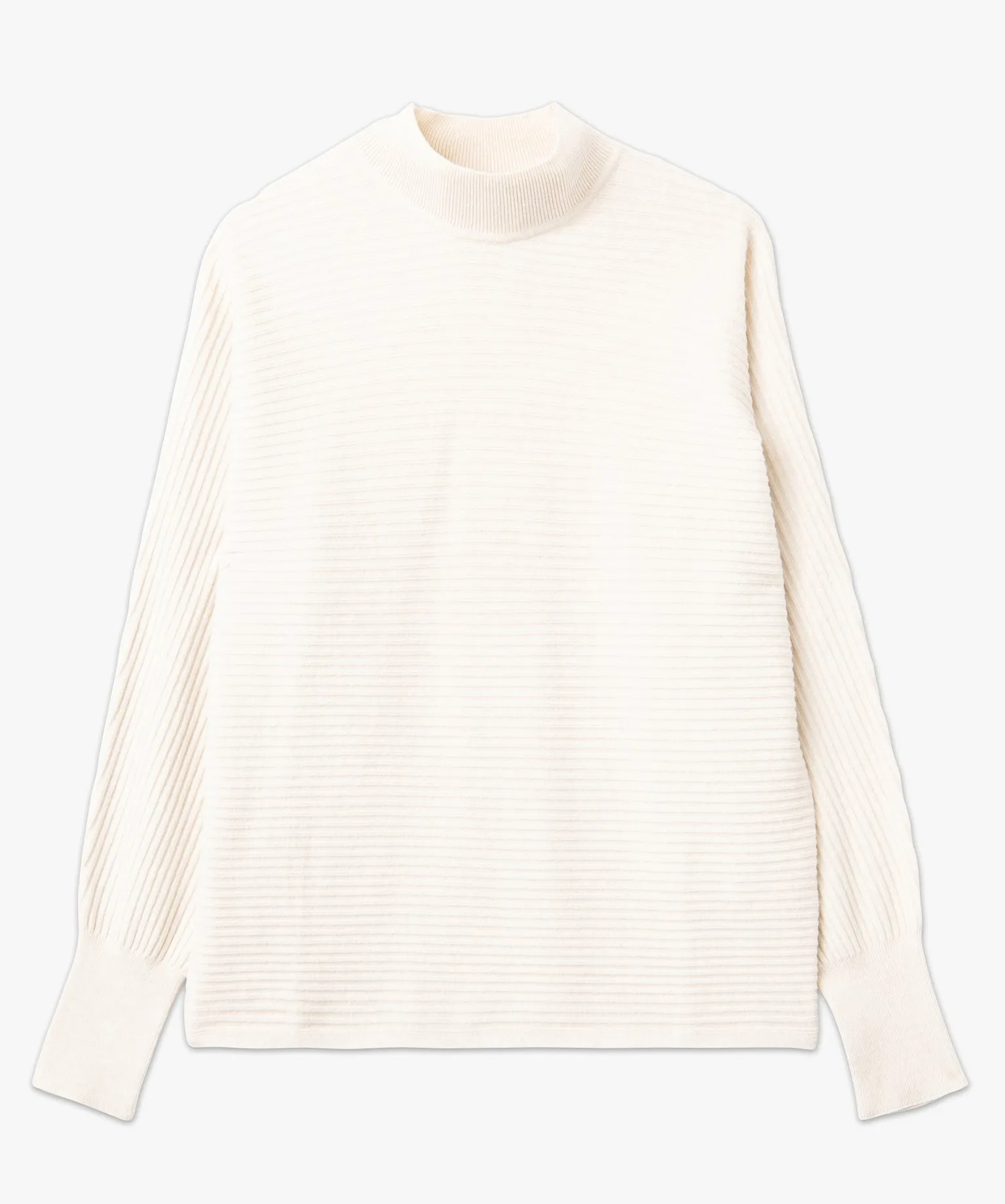 pull a col montant en maille cotelee femme beige pulls
