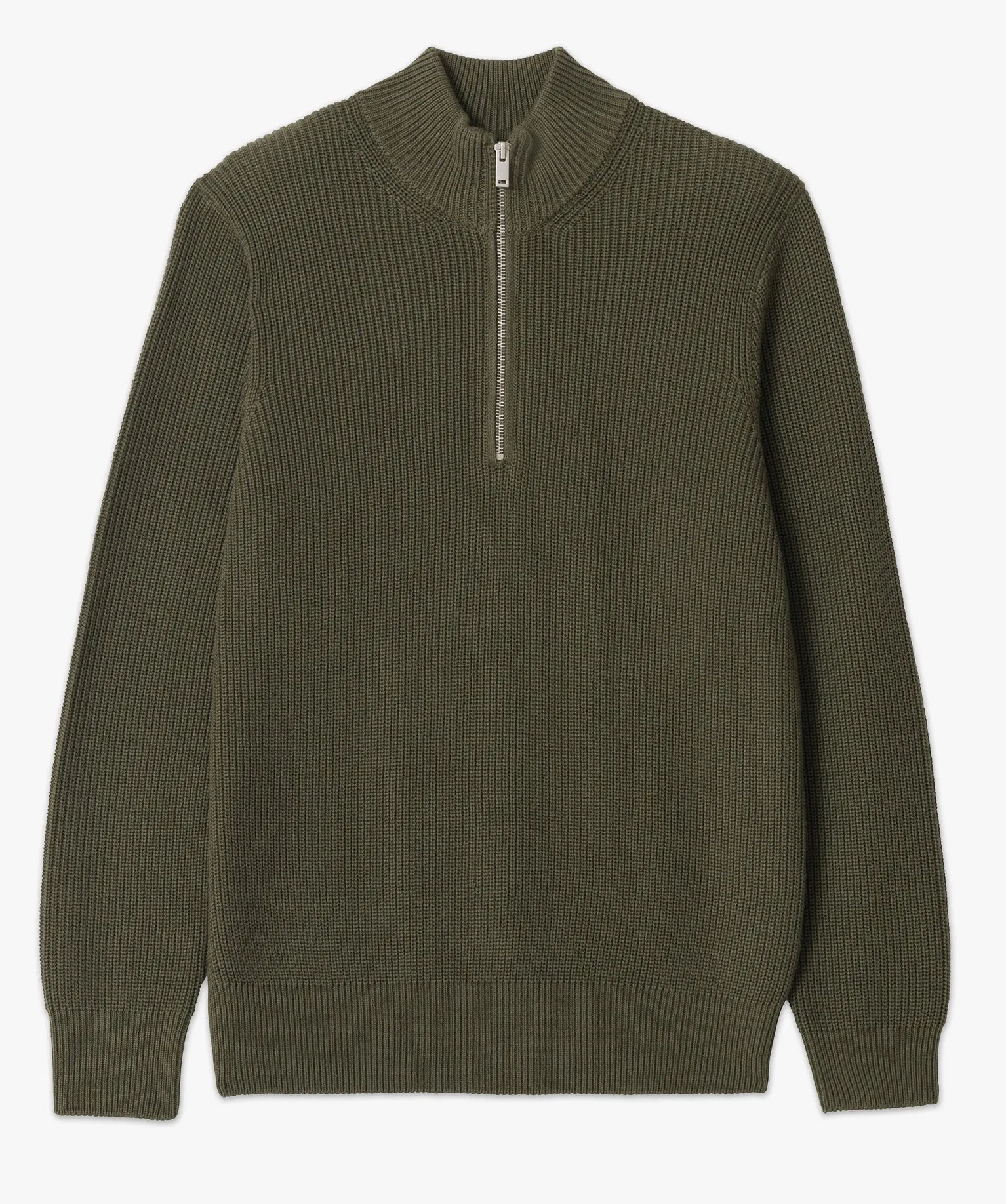 pull en grosse maille cotelee col camionneur zippe homme vert pulls