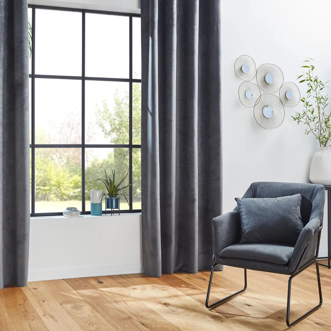 Rideau Occultant en Velours Otto Gris | 3 Suisses