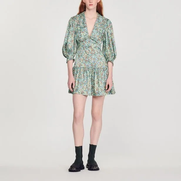Robe courte fluide imprimé fleuri
