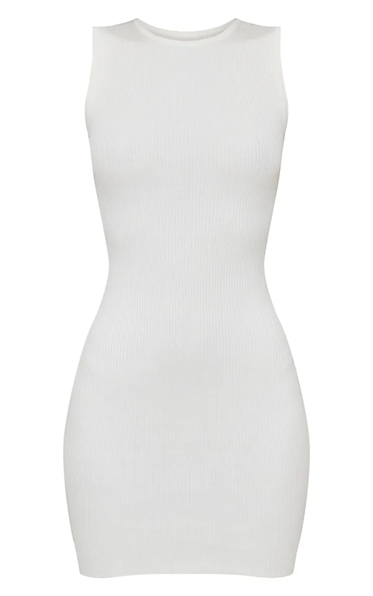Robe moulante crème basique en maille tricot