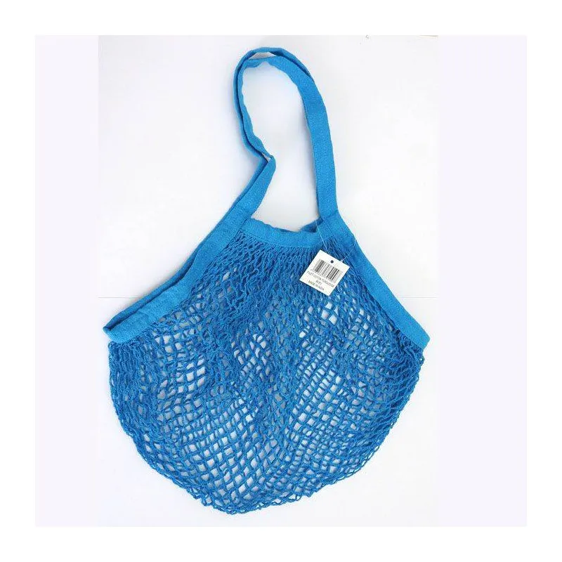 Sac de provisions courses cabas compact réutilisable Filet coton SIDEBAG TURQUOISE