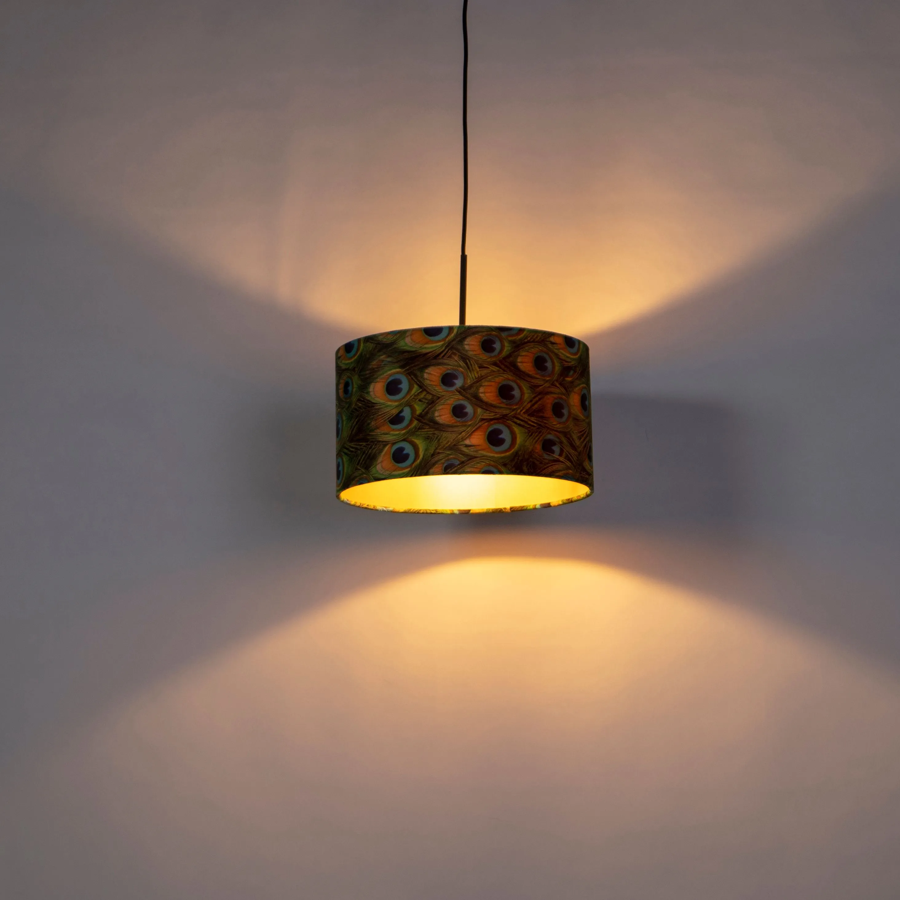 Suspension avec abat-jour velours paon et or 35 cm - Combi