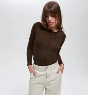 T-shirt manches longues Femme - Marron moyen