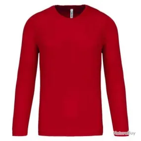 T-shirt à sechage rapide manches longues homme rouge