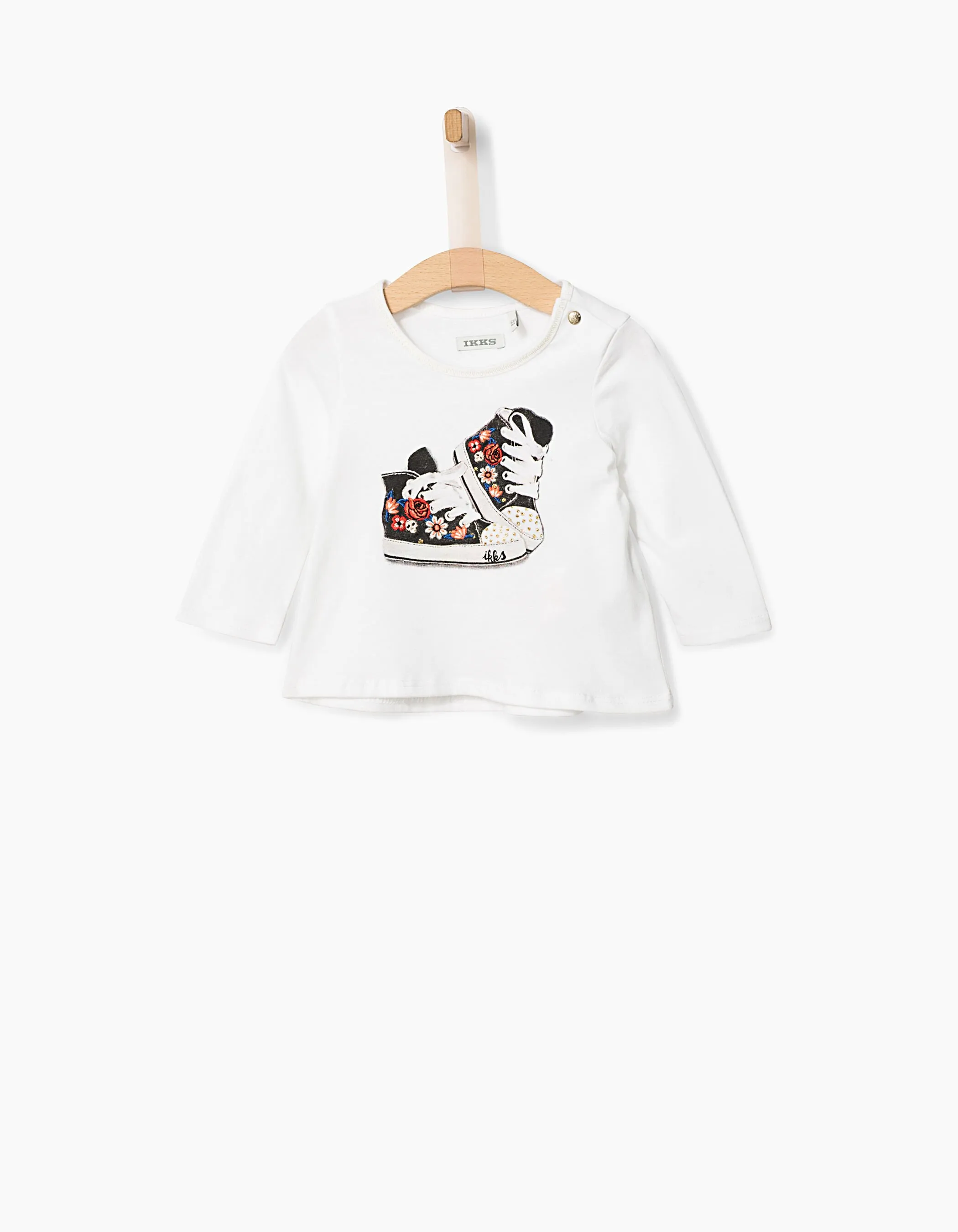 Tee-shirt blanc à visuel baskets bébé fille