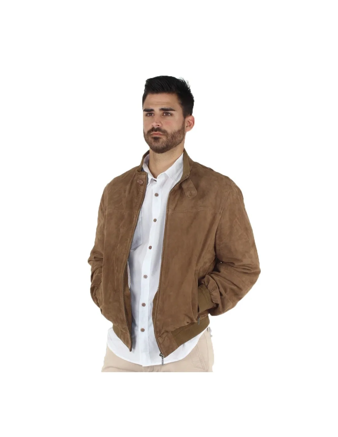 Veste Pallas Cuir Sélection en cuir agneau velours ref_hei28019-stone marron