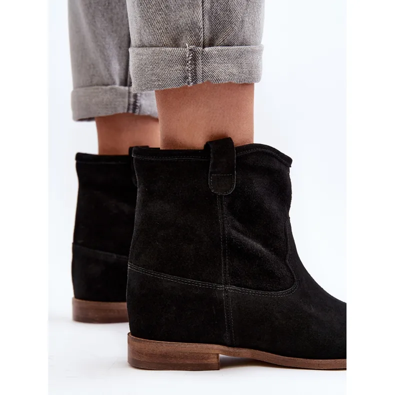 Zazoo 2326 Bottines à enfiler en daim pour femme, noir le noir